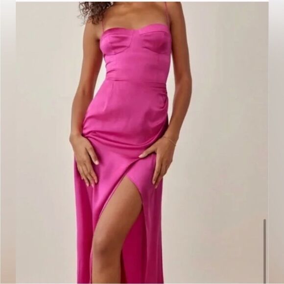 Reformation pink Marguerite silk midi dress in Flambé NWT $328 - Picture 7 of 11